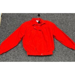 Club Connection Vintage Red Bomber Jacket Womens Medium Zip Snap Windbreaker 80s